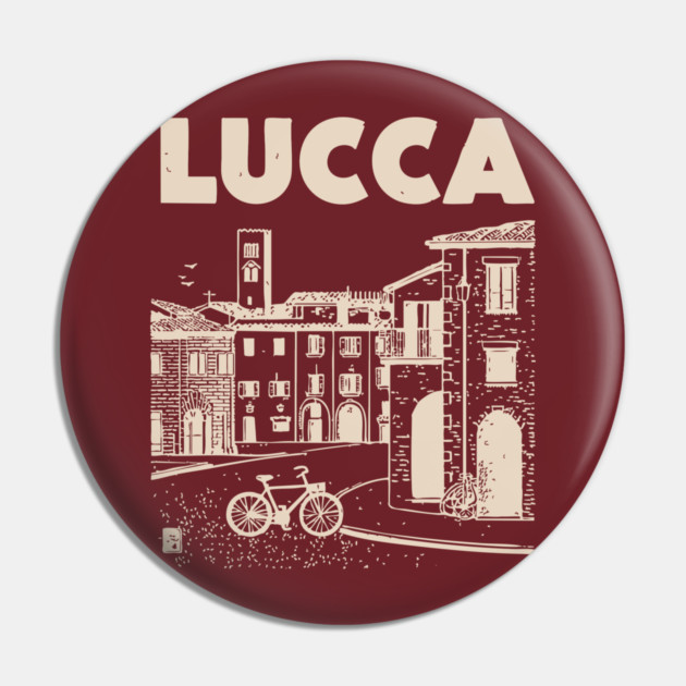 Lucca Italy - Vintage Graphic Travel Poster Pin by TuncGK