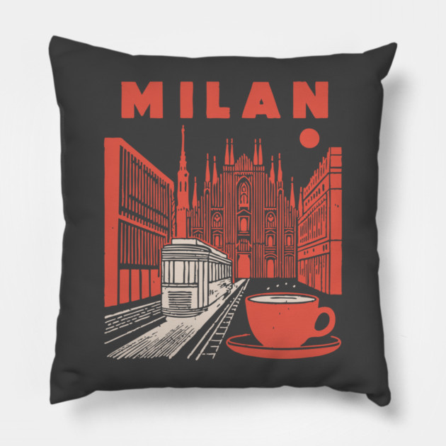 Milan Italy - Vintage Graphic Travel Poster Pillow by TuncGK