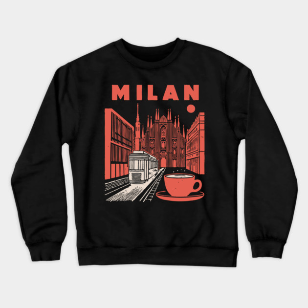 Milan Italy - Vintage Graphic Travel Poster Crewneck Sweatshirt by TuncGK