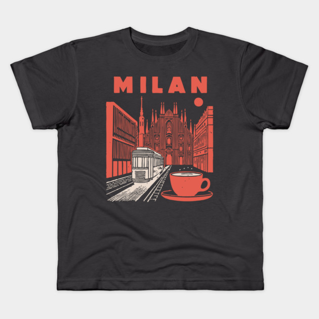 Milan Italy - Vintage Graphic Travel Poster Kids T-Shirt by TuncGK