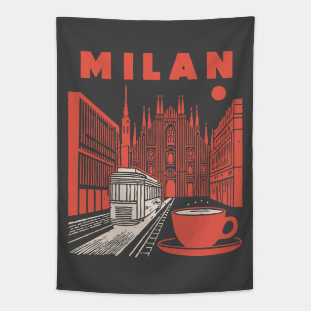 Milan Italy - Vintage Graphic Travel Poster Tapestry by TuncGK