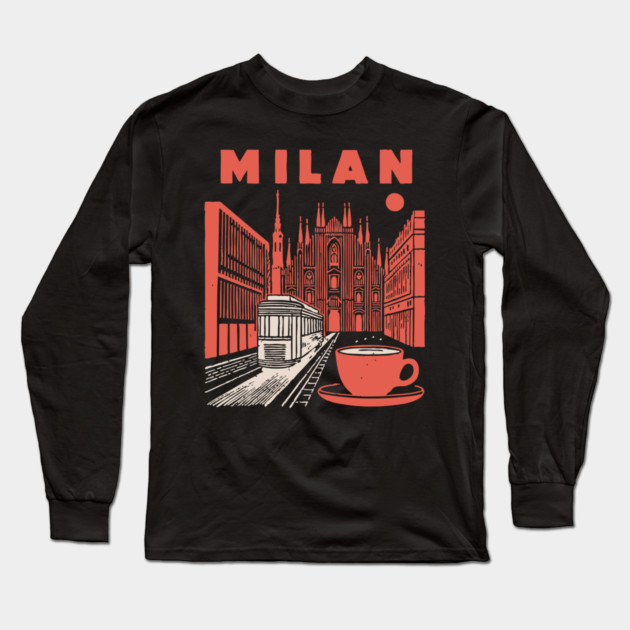 Milan Italy - Vintage Graphic Travel Poster Long Sleeve T-Shirt by TuncGK