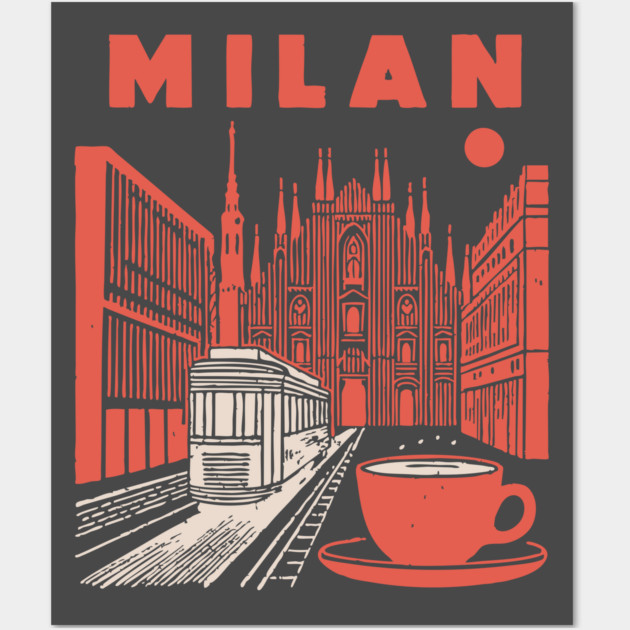 Milan Italy - Vintage Graphic Travel Poster Wall Art by TuncGK