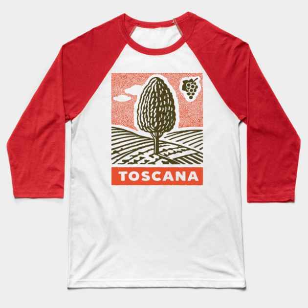 Tuscany Italy Vintage Travel Design Baseball T-Shirt by TuncGK