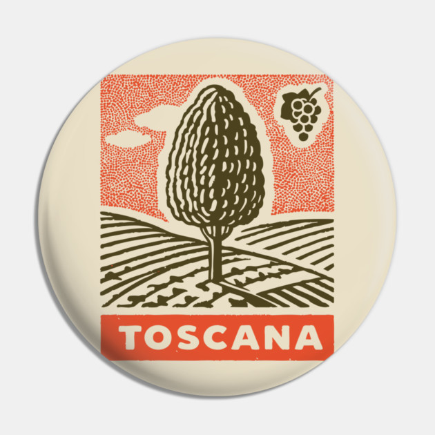 Tuscany Italy Vintage Travel Design Pin by TuncGK