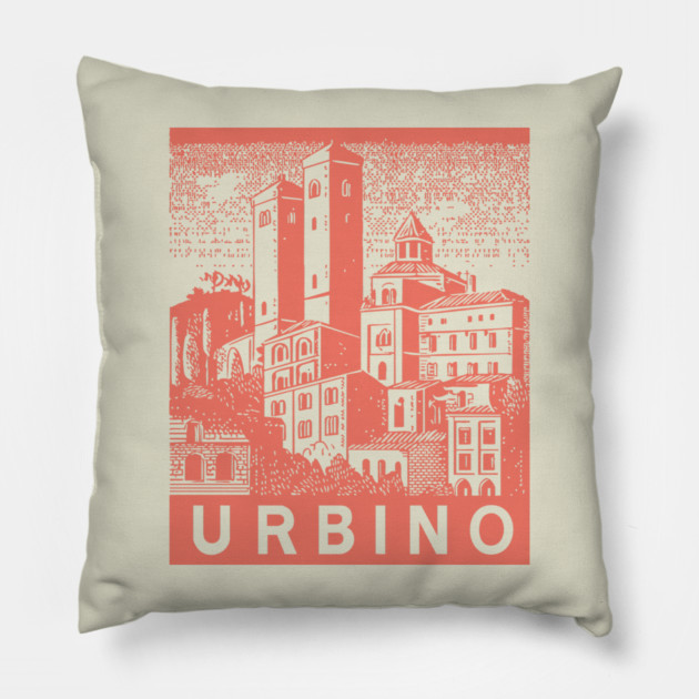 Urbino Italy Vintage Travel Design Pillow by TuncGK