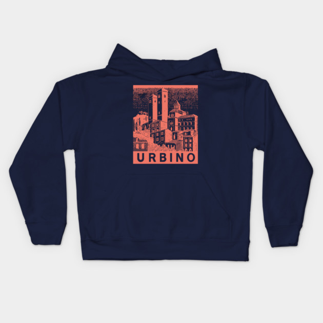 Urbino Italy Vintage Travel Design Kids Hoodie by TuncGK