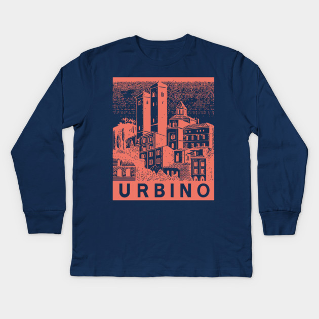 Urbino Italy Vintage Travel Design Kids Long Sleeve T-Shirt by TuncGK