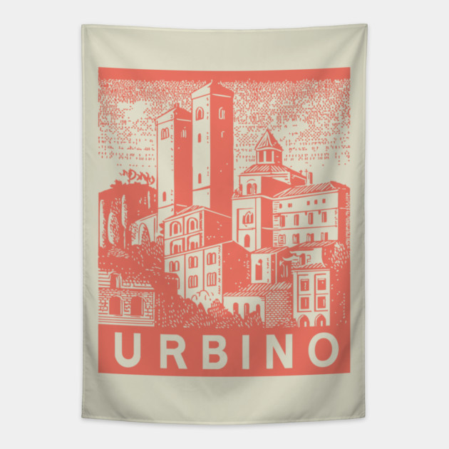 Urbino Italy Vintage Travel Design Tapestry by TuncGK
