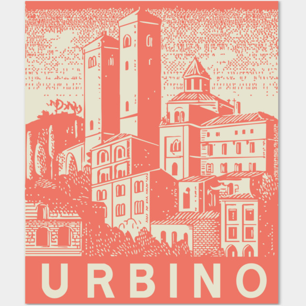 Urbino Italy Vintage Travel Design Wall Art by TuncGK