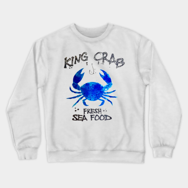 King Crab Fresh Seafood Watercolor Style Graphic Crewneck Sweatshirt by Art2Wear