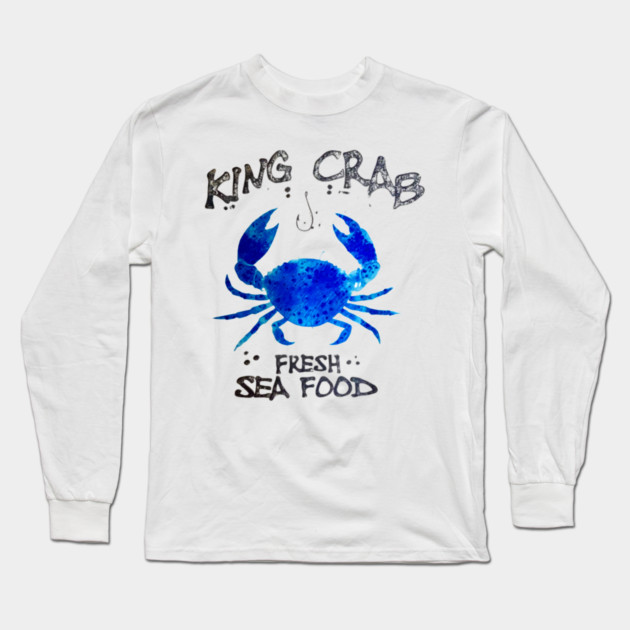 King Crab Fresh Seafood Watercolor Style Graphic Long Sleeve T-Shirt by Art2Wear