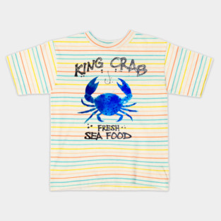 King Crab Fresh Seafood Watercolor Style Graphic Kids T-Shirt