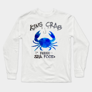 King Crab Fresh Seafood Watercolor Style Graphic Long Sleeve T-Shirt