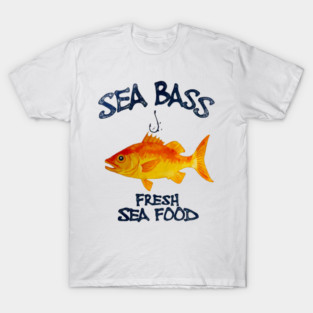 Sea Bass Fresh Seafood Watercolor Style Funny T-Shirt