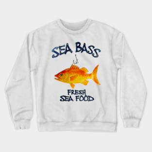 Sea Bass Fresh Seafood Watercolor Style Funny Crewneck Sweatshirt