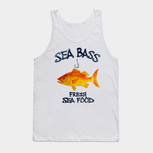 Sea Bass Fresh Seafood Watercolor Style Funny Tank Top