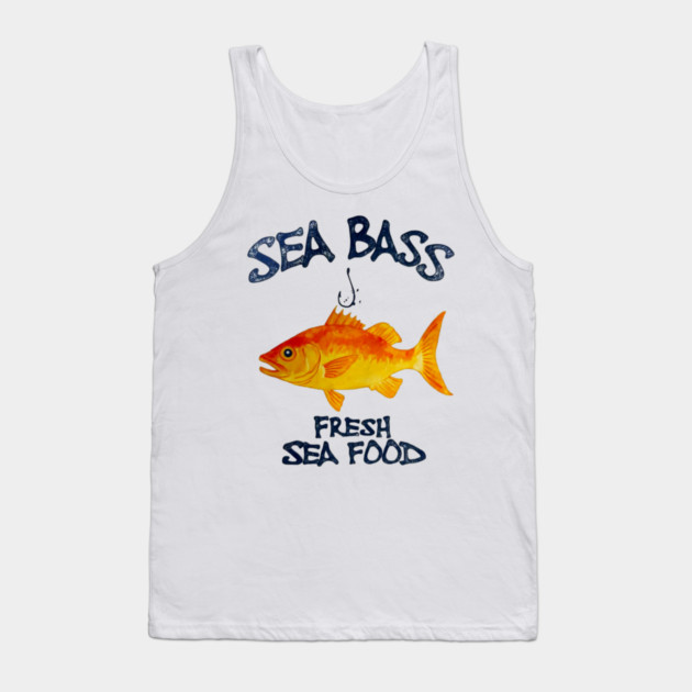 Sea Bass Fresh Seafood Watercolor Style Funny Tank Top by Art2Wear