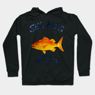 Sea Bass Fresh Seafood Watercolor Style Funny Hoodie