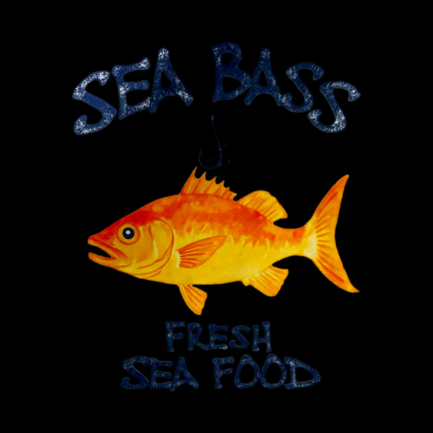 Sea Bass Fresh Seafood Watercolor Style Funny by Art2Wear