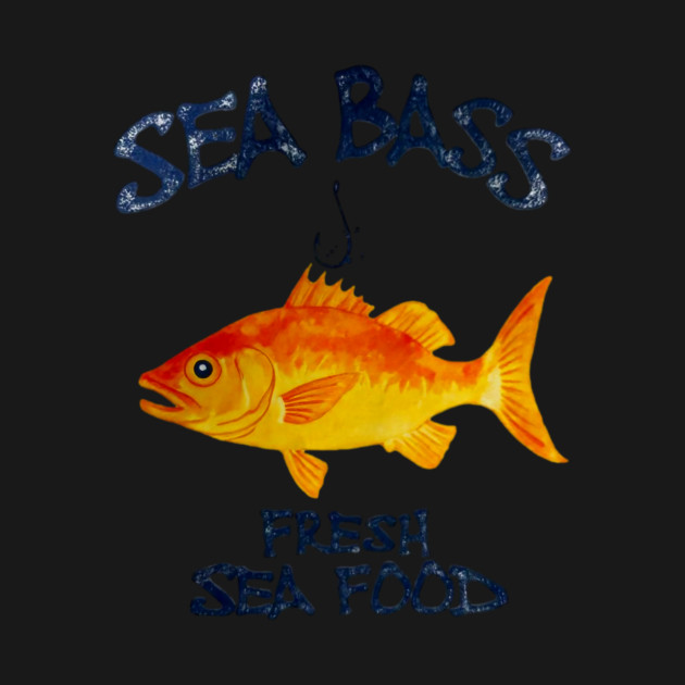Sea Bass Fresh Seafood Watercolor Style Funny by Art2Wear