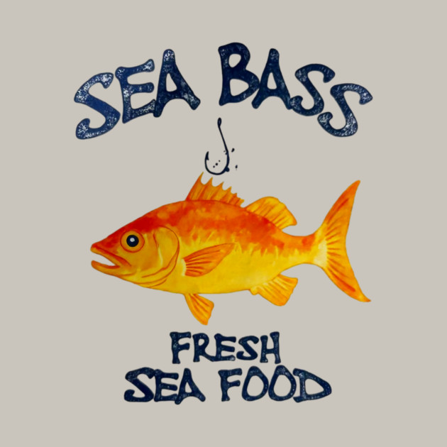 Sea Bass Fresh Seafood Watercolor Style Funny by Art2Wear