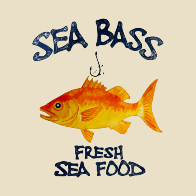 Sea Bass Fresh Seafood Watercolor Style Funny by Art2Wear