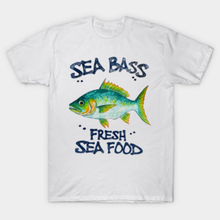 Sea Bass Fresh Seafood Watercolor Style Graphic T-Shirt