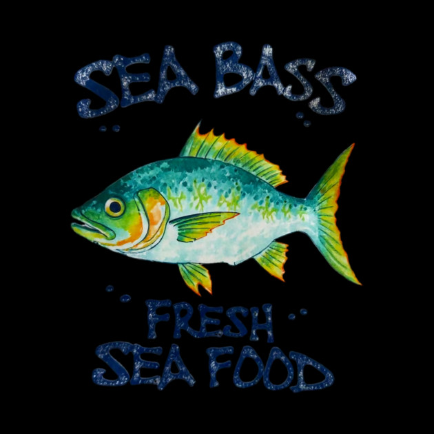 Sea Bass Fresh Seafood Watercolor Style Graphic by Art2Wear