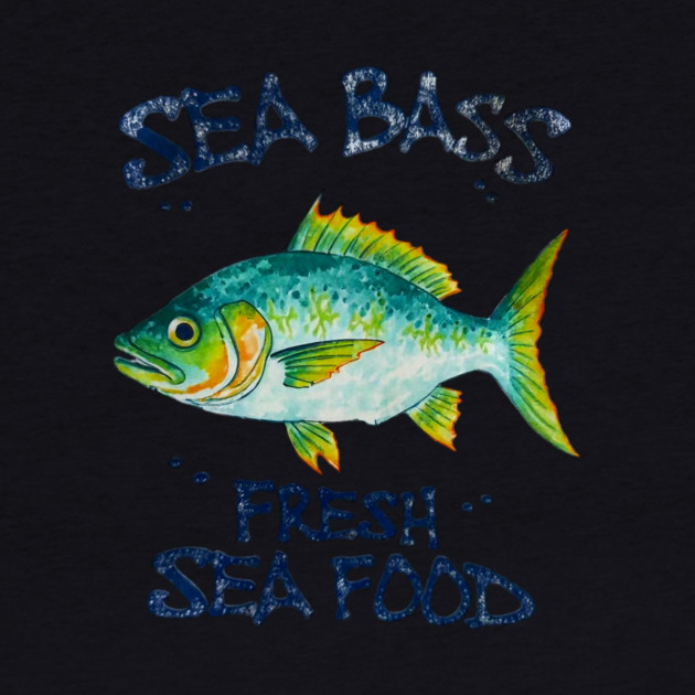 Sea Bass Fresh Seafood Watercolor Style Graphic by Art2Wear