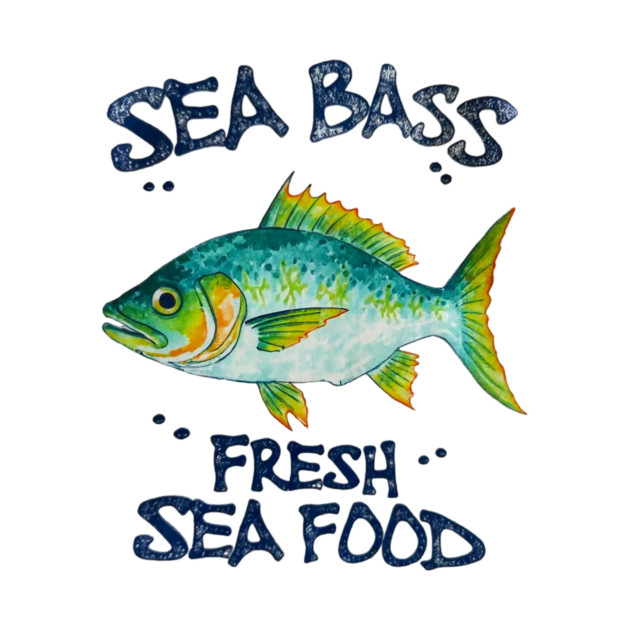 Sea Bass Fresh Seafood Watercolor Style Graphic by Art2Wear
