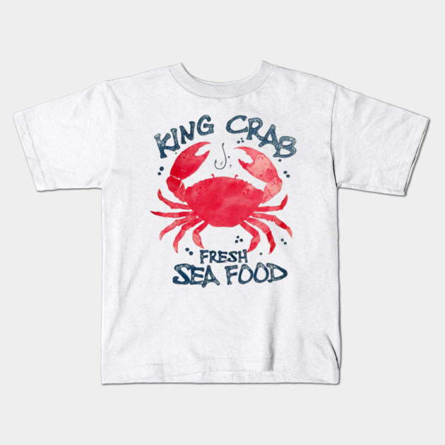 King Crab Fresh Seafood Watercolor Ocean Lover Kids T-Shirt by Art2Wear