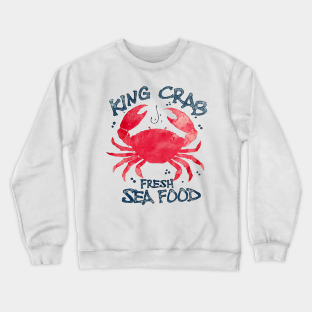 King Crab Fresh Seafood Watercolor Ocean Lover Crewneck Sweatshirt by Art2Wear