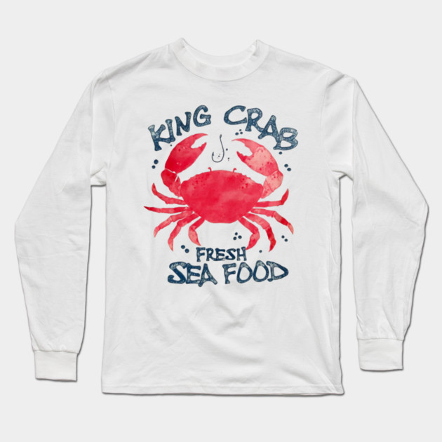 King Crab Fresh Seafood Watercolor Ocean Lover Long Sleeve T-Shirt by Art2Wear