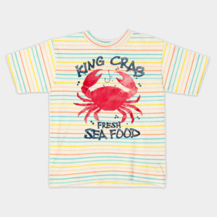 King Crab Fresh Seafood Watercolor Ocean Lover Kids T-Shirt