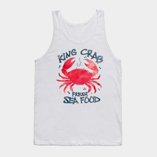 King Crab Fresh Seafood Watercolor Ocean Lover Tank Top by Art2Wear