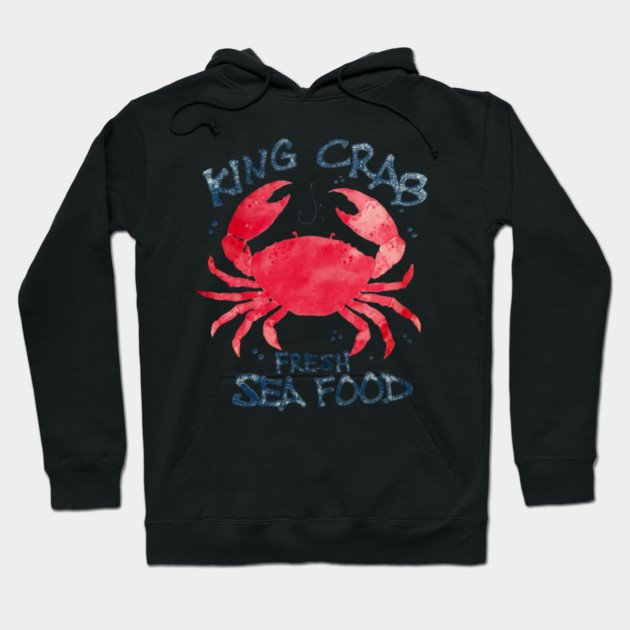 King Crab Fresh Seafood Watercolor Ocean Lover Hoodie by Art2Wear