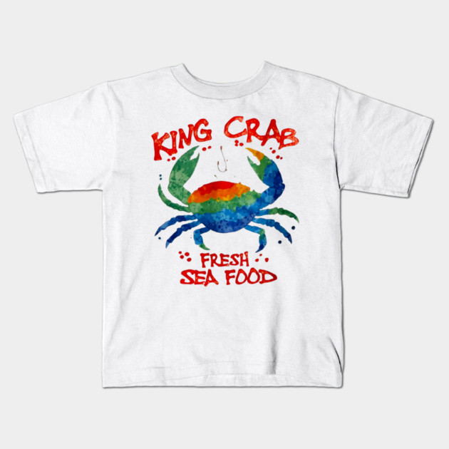 King Crab Watercolor Fresh Seafood Lover Graphic Kids T-Shirt by Art2Wear
