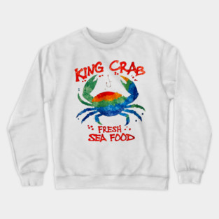 King Crab Watercolor Fresh Seafood Lover Graphic Crewneck Sweatshirt