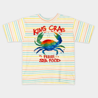 King Crab Watercolor Fresh Seafood Lover Graphic Kids T-Shirt