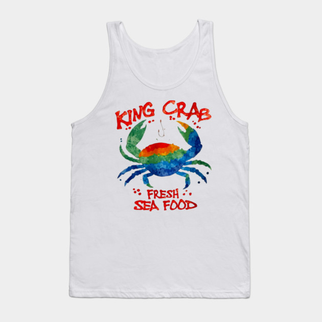 King Crab Watercolor Fresh Seafood Lover Graphic Tank Top by Art2Wear