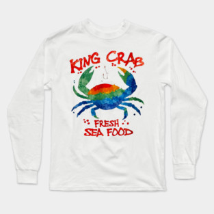 King Crab Watercolor Fresh Seafood Lover Graphic Long Sleeve T-Shirt