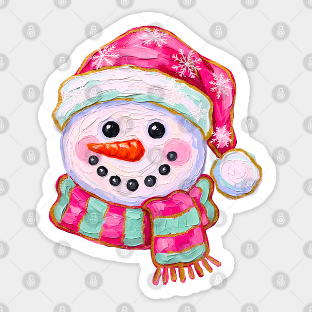 Snowman Santa Hat Paint Brushstroke Sticker by JessArty