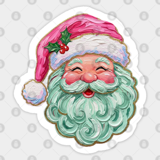 Hand-painted Retro Santa Christmas Sticker by JessArty