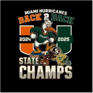 Miami Hurricanes  back to back champions 2025 Posters and Art