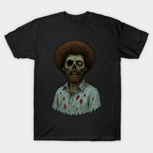 🎨 Zombie Bob Ross – Happy Little Nightmares! 🧟‍♂️ T-Shirt
