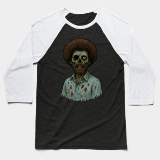 🎨 Zombie Bob Ross – Happy Little Nightmares! 🧟‍♂️ Baseball T-Shirt