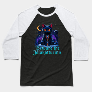 Icelandic Trend Retro Beware The Jlaktturinn Yule Cat Baseball T-Shirt
