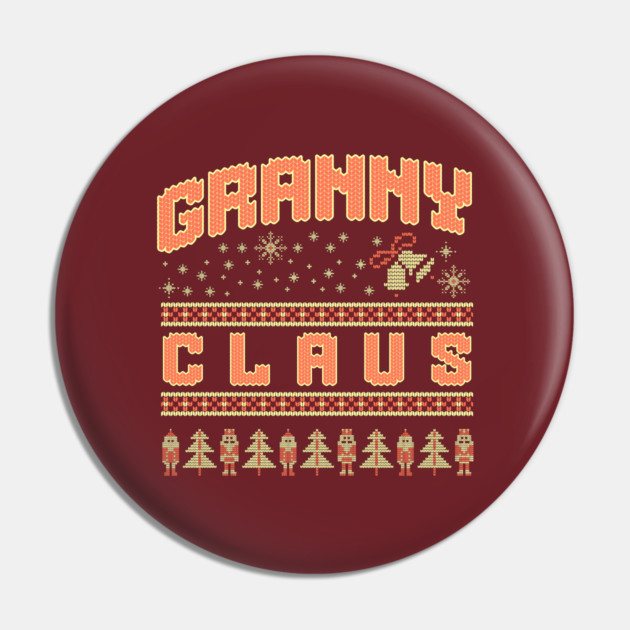 Fun Granny Claus knitted Christmas sweater pattern with snowflakes, Santa, and trees Pin by DonWillisJrArt