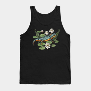 Alpine Newt and Water Lilies Art Tank Top